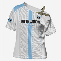 Custom Botswana Football Cross Shoulder Shirt Botswana Rising Again - Blue - Wonder Print Shop