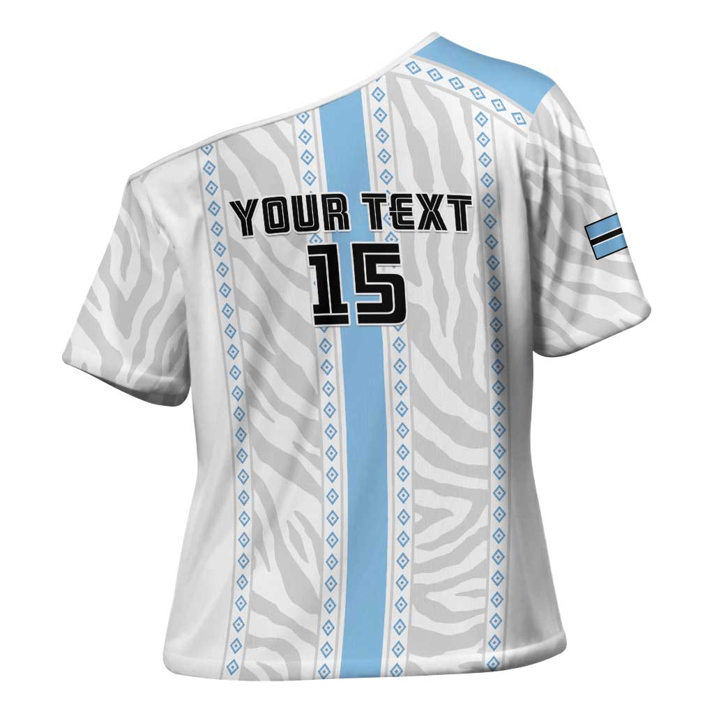 Custom Botswana Football Cross Shoulder Shirt Botswana Rising Again - Blue - Wonder Print Shop