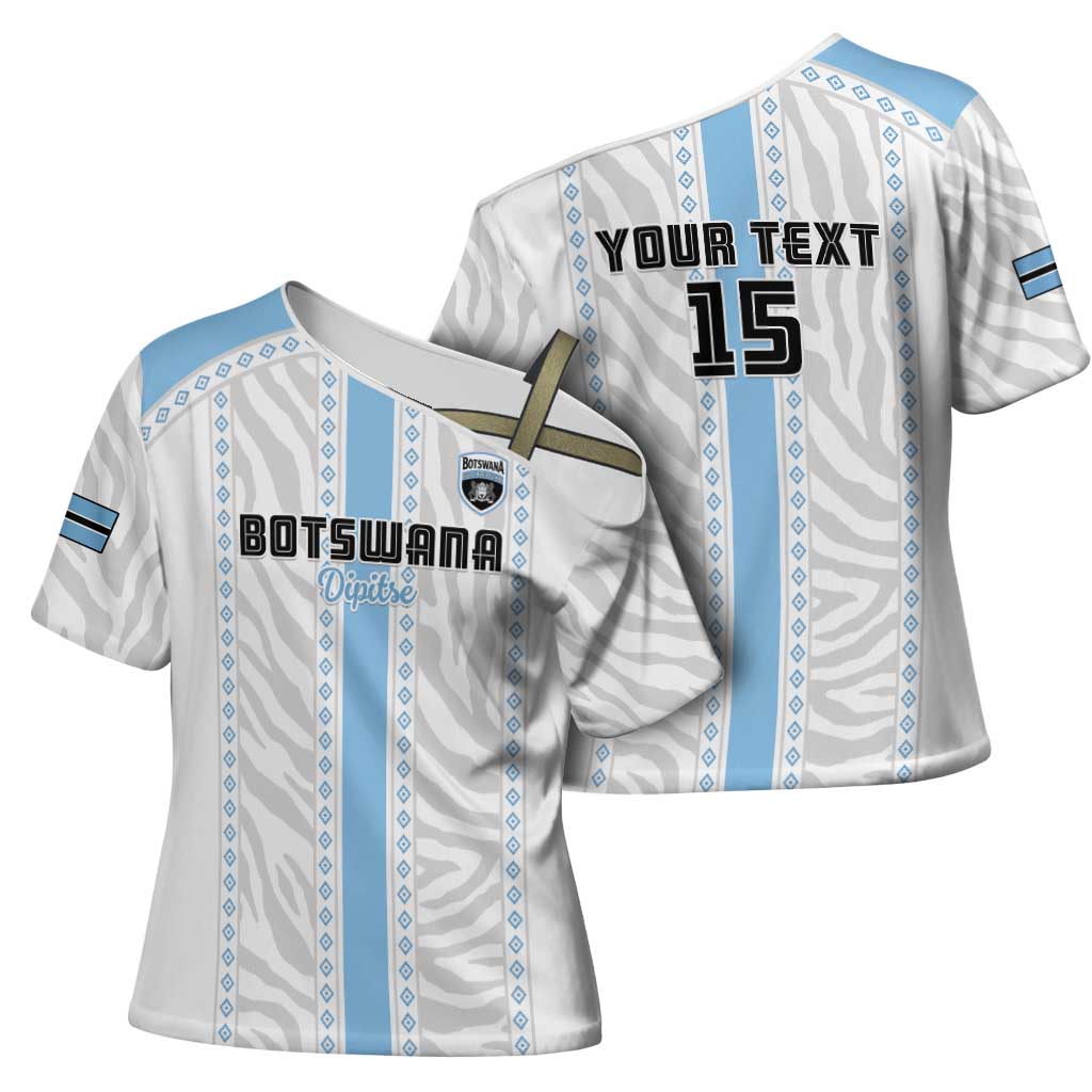 Custom Botswana Football Cross Shoulder Shirt Botswana Rising Again - Blue - Wonder Print Shop