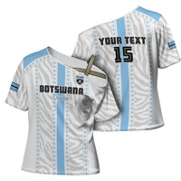 Custom Botswana Football Cross Shoulder Shirt Botswana Rising Again - Blue - Wonder Print Shop