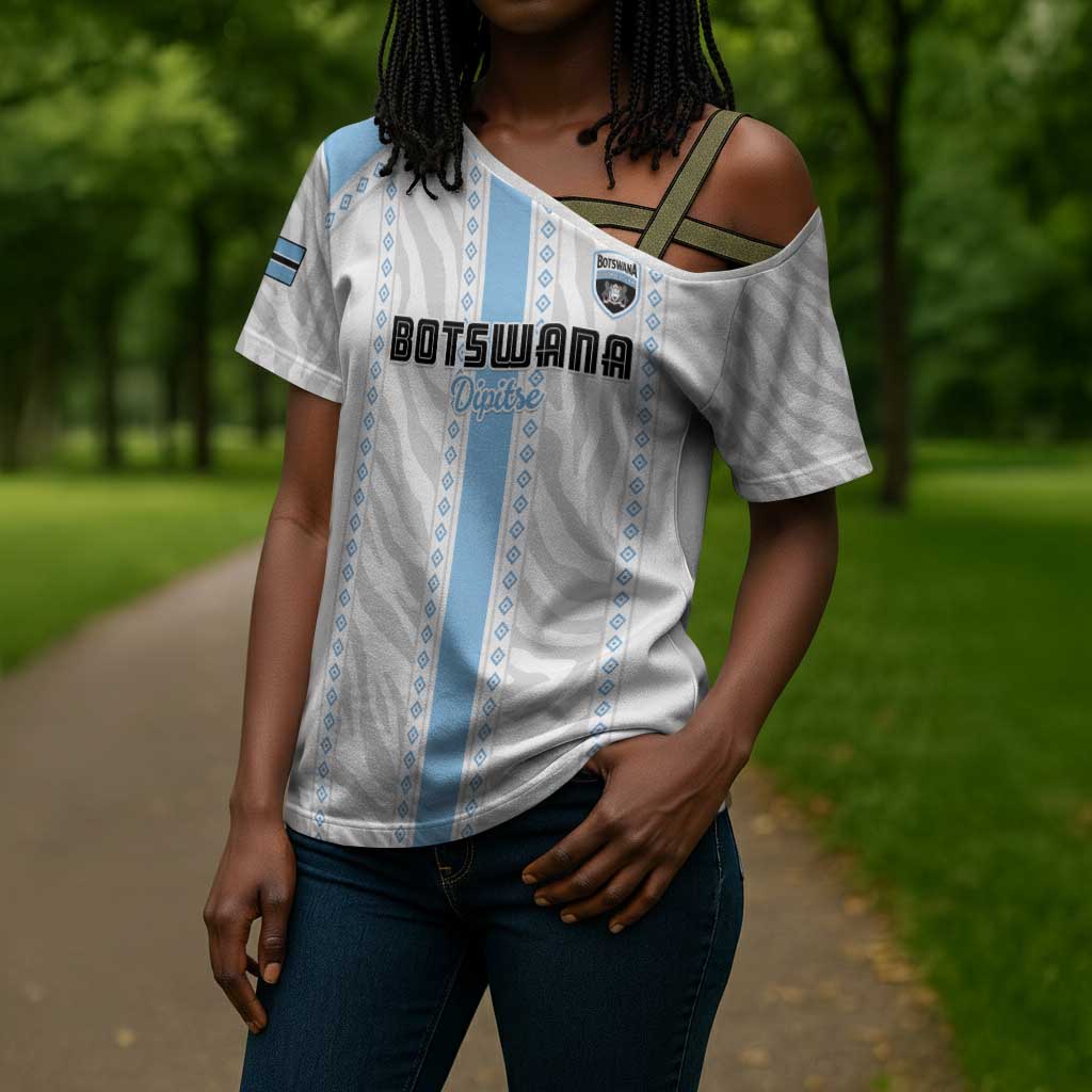 Custom Botswana Football Cross Shoulder Shirt Botswana Rising Again - Blue - Wonder Print Shop