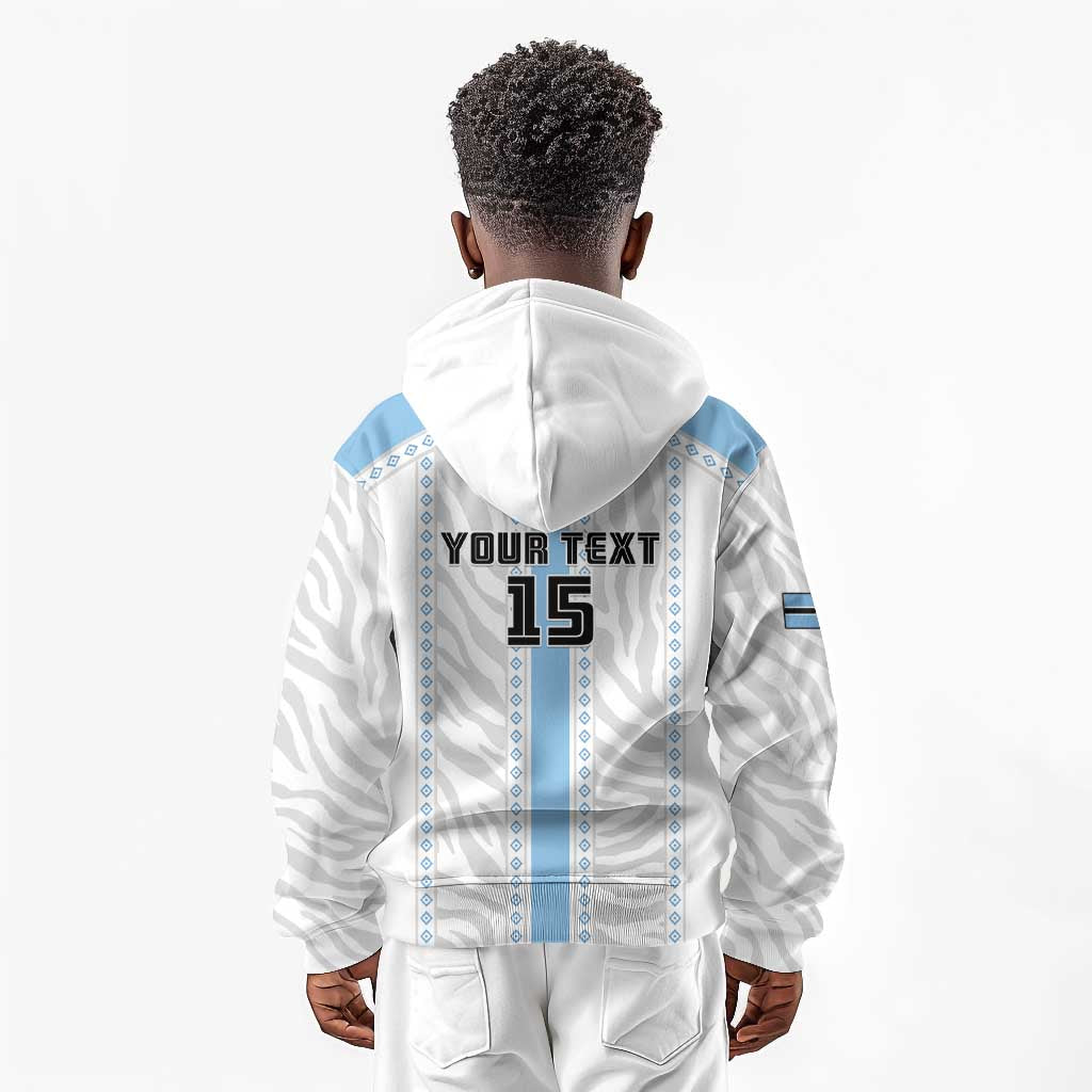 Custom Botswana Football Kid Hoodie Botswana Rising Again - Blue - Wonder Print Shop