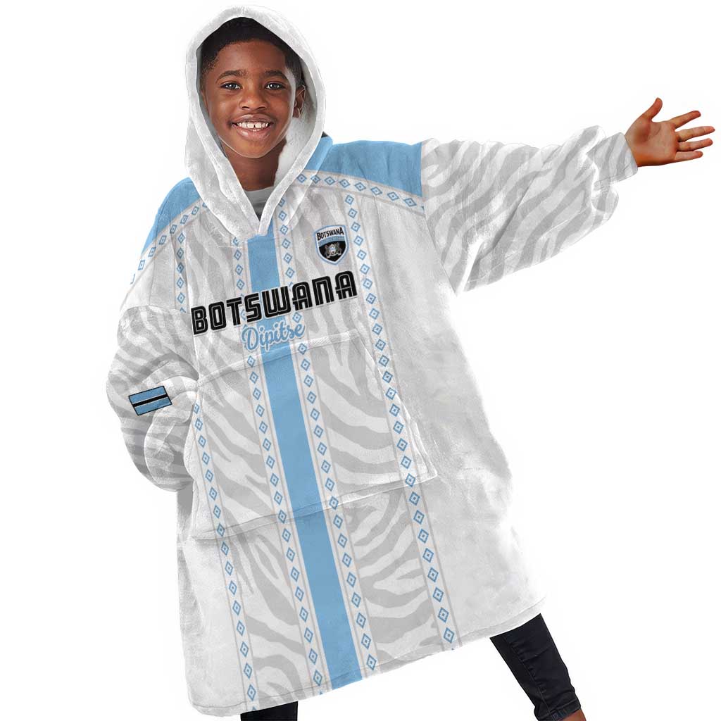 Custom Botswana Football Kid Wearable Blanket Hoodie Botswana Rising Again - Blue - Wonder Print Shop