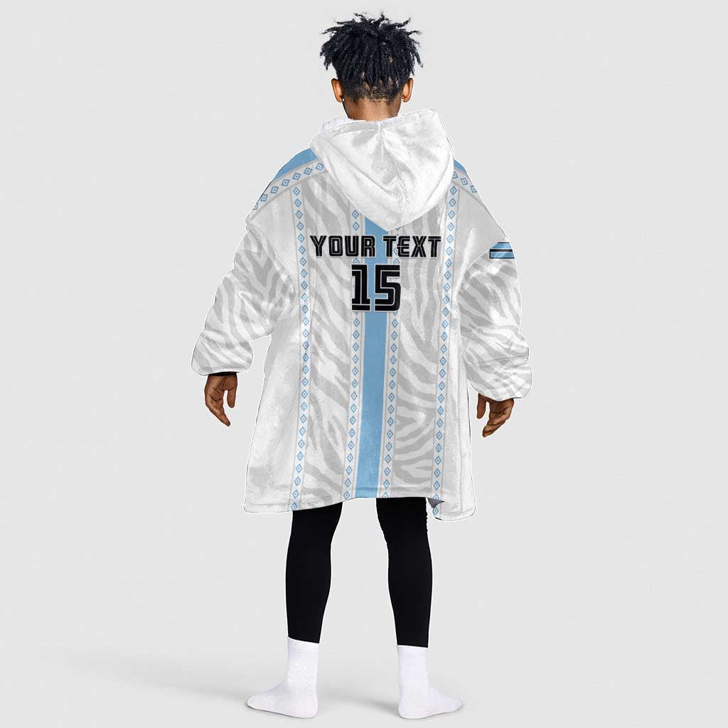 Custom Botswana Football Kid Wearable Blanket Hoodie Botswana Rising Again - Blue - Wonder Print Shop
