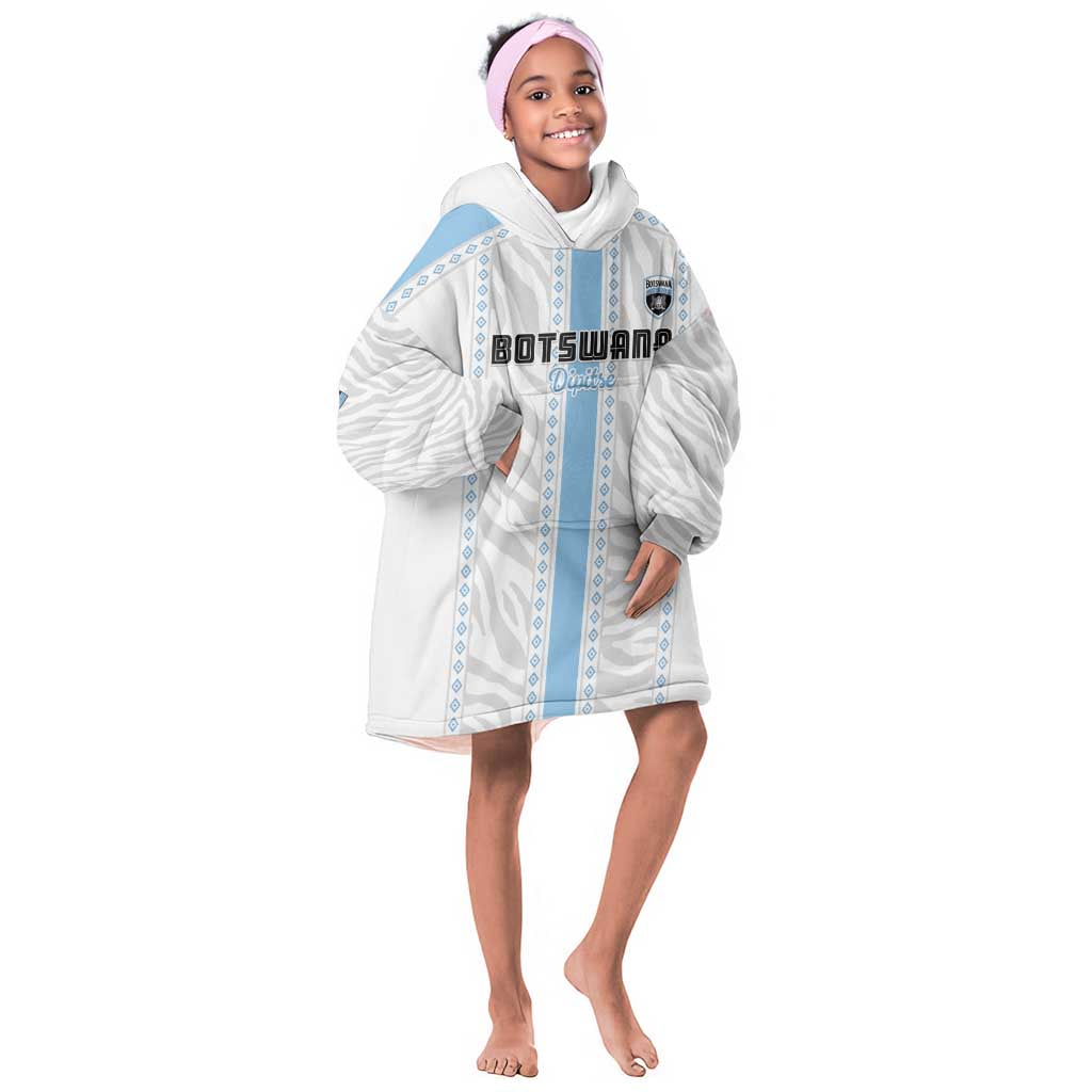 Custom Botswana Football Kid Wearable Blanket Hoodie Botswana Rising Again - Blue - Wonder Print Shop
