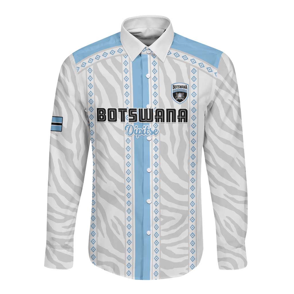 Custom Botswana Football Long Sleeve Button Shirt Botswana Rising Again - Blue - Wonder Print Shop