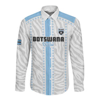 Custom Botswana Football Long Sleeve Button Shirt Botswana Rising Again - Blue - Wonder Print Shop
