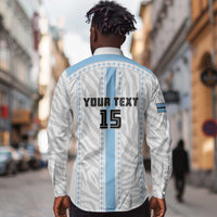 Custom Botswana Football Long Sleeve Button Shirt Botswana Rising Again - Blue - Wonder Print Shop