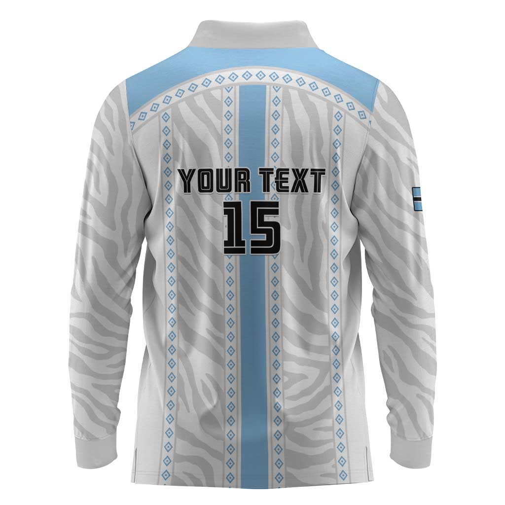 Custom Botswana Football Long Sleeve Polo Shirt Botswana Rising Again - Blue - Wonder Print Shop