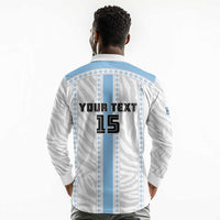 Custom Botswana Football Long Sleeve Polo Shirt Botswana Rising Again - Blue - Wonder Print Shop