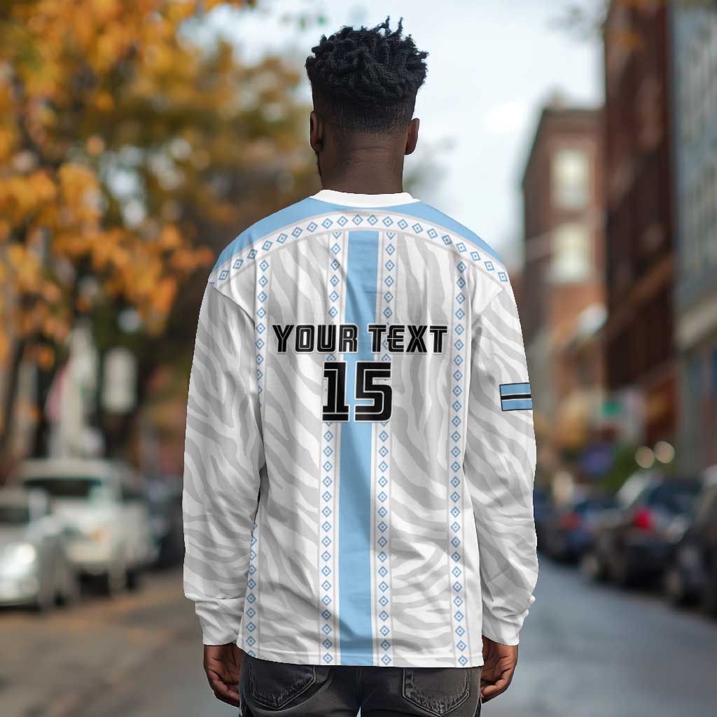 Custom Botswana Football Long Sleeve Shirt Botswana Rising Again - Blue - Wonder Print Shop