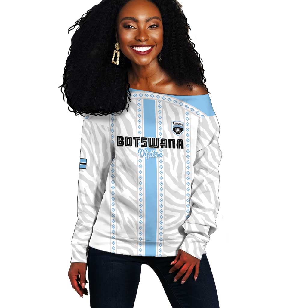 Custom Botswana Football Off Shoulder Sweater Botswana Rising Again - Blue - Wonder Print Shop