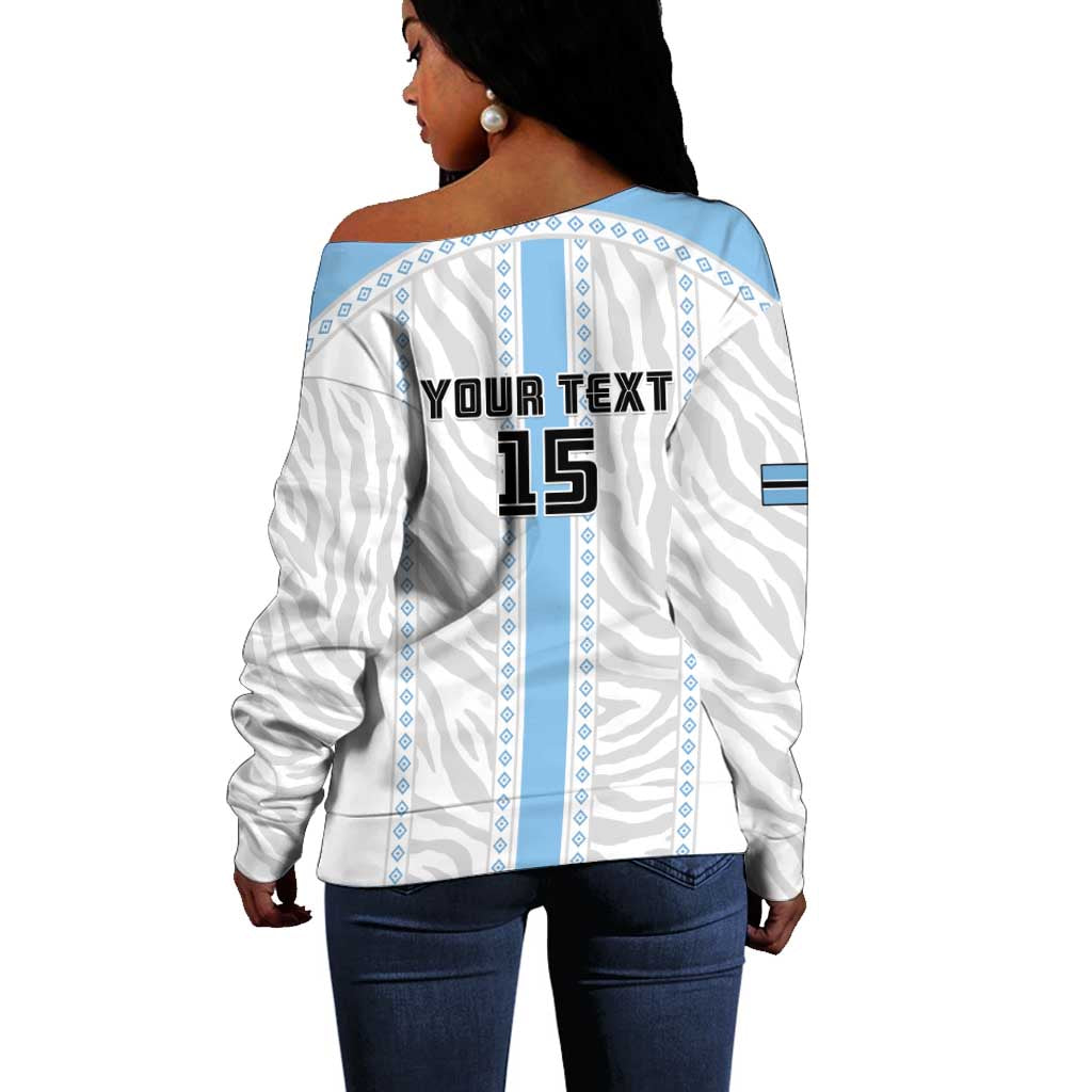 Custom Botswana Football Off Shoulder Sweater Botswana Rising Again - Blue - Wonder Print Shop