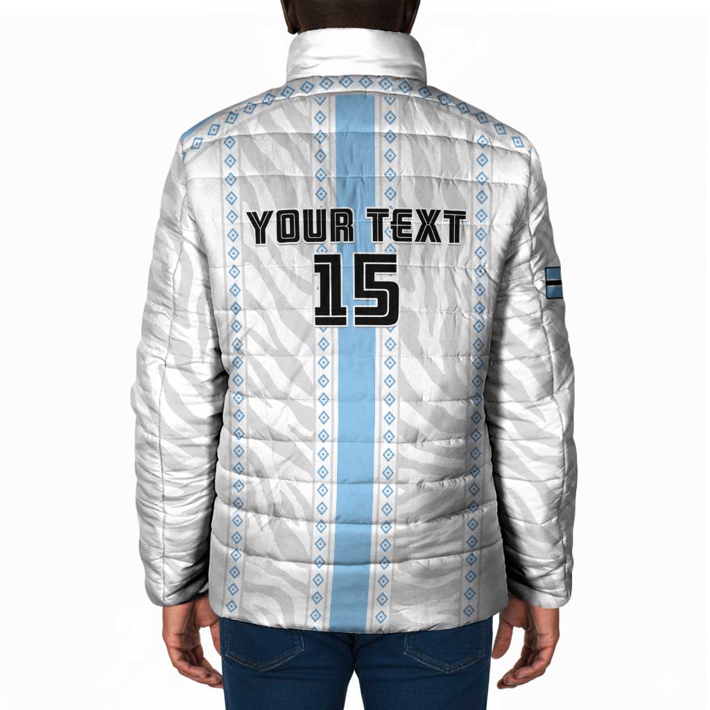 Custom Botswana Football Padded Jacket Botswana Rising Again - Blue - Wonder Print Shop
