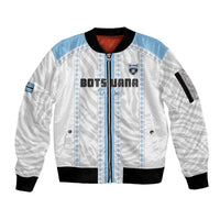 Custom Botswana Football Sleeve Zip Bomber Jacket Botswana Rising Again - Blue - Wonder Print Shop