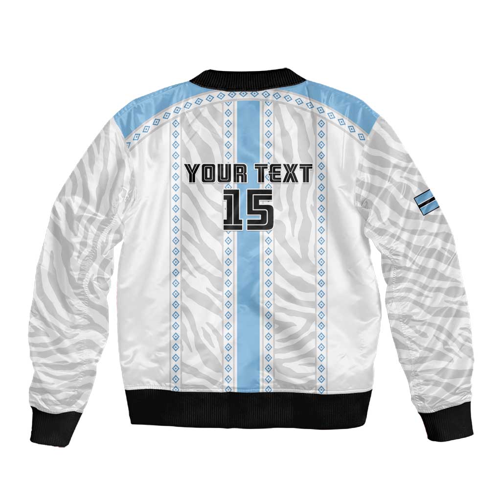 Custom Botswana Football Sleeve Zip Bomber Jacket Botswana Rising Again - Blue - Wonder Print Shop