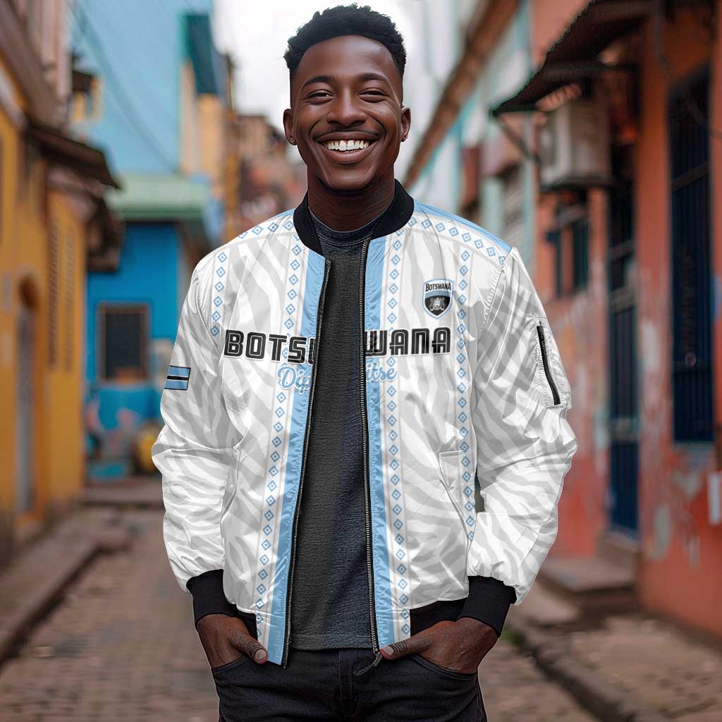 Custom Botswana Football Sleeve Zip Bomber Jacket Botswana Rising Again - Blue - Wonder Print Shop