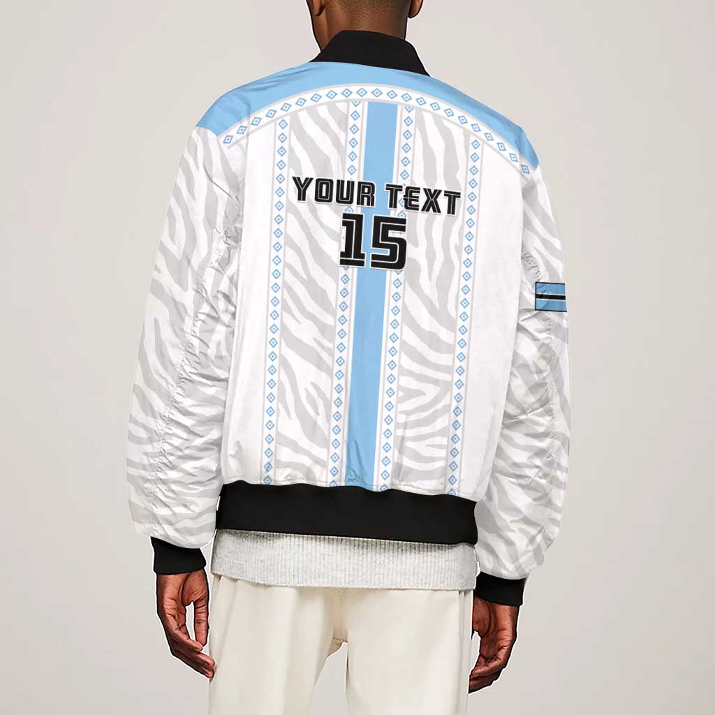 Custom Botswana Football Sleeve Zip Bomber Jacket Botswana Rising Again - Blue - Wonder Print Shop