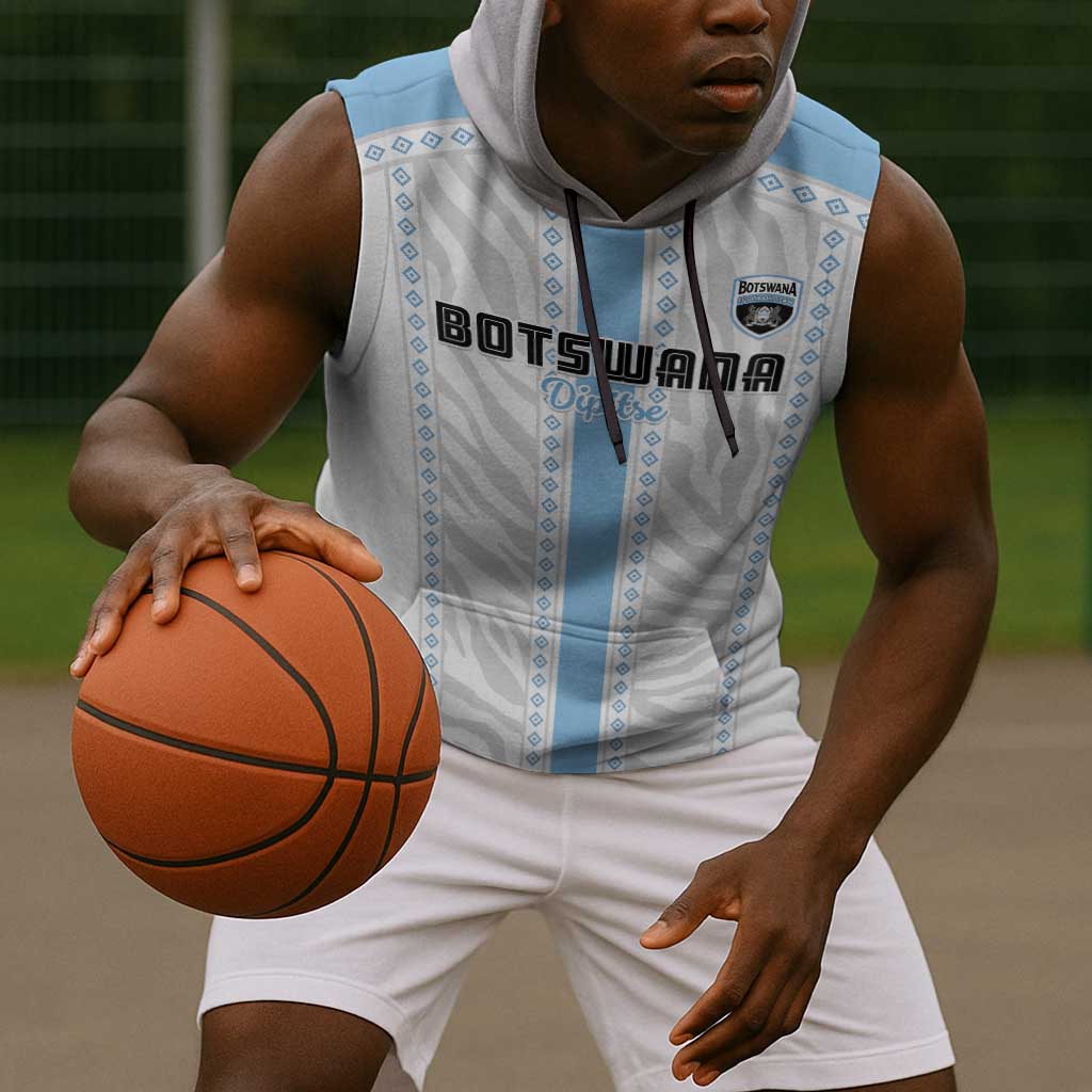 Custom Botswana Football Sleeveless Hoodie Botswana Rising Again - Blue - Wonder Print Shop