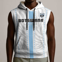 Custom Botswana Football Sleeveless Hoodie Botswana Rising Again - Blue - Wonder Print Shop