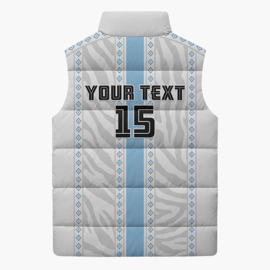 Custom Botswana Football Sleeveless Puffer Jacket Botswana Rising Again - Blue - Wonder Print Shop