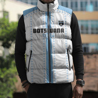 Custom Botswana Football Sleeveless Puffer Jacket Botswana Rising Again - Blue - Wonder Print Shop