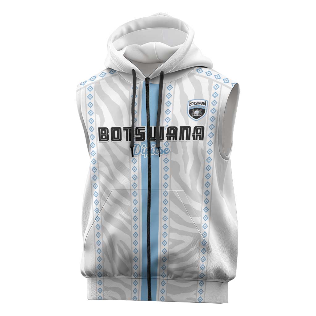 Custom Botswana Football Sleeveless Zip Hoodie Botswana Rising Again - Blue - Wonder Print Shop