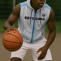 Custom Botswana Football Sleeveless Zip Hoodie Botswana Rising Again - Blue - Wonder Print Shop