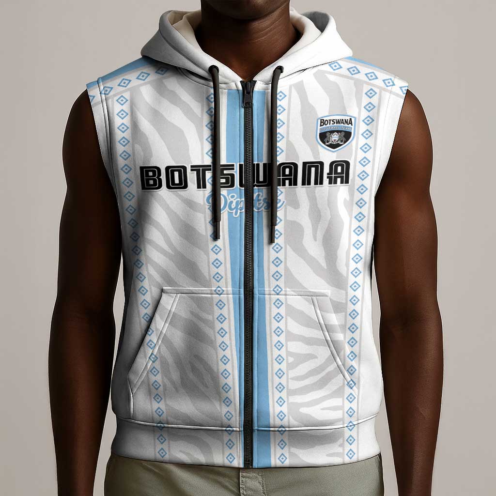 Custom Botswana Football Sleeveless Zip Hoodie Botswana Rising Again - Blue - Wonder Print Shop
