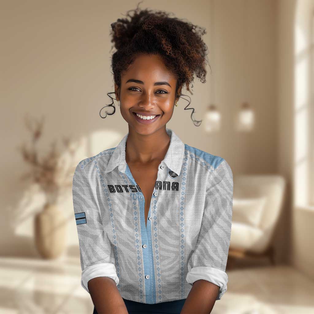 Custom Botswana Football Women Casual Shirt Botswana Rising Again - Blue - Wonder Print Shop