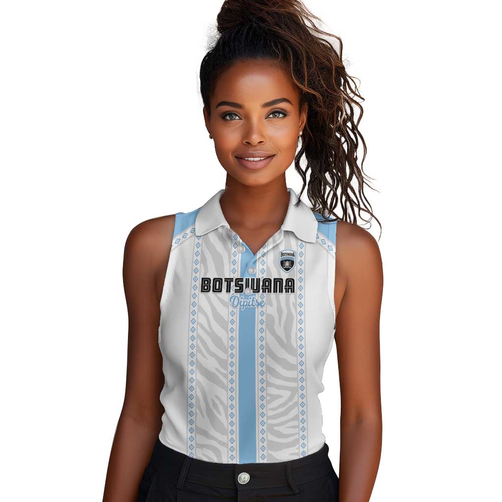 Custom Botswana Football Women Sleeveless Polo Shirt Botswana Rising Again - Blue - Wonder Print Shop