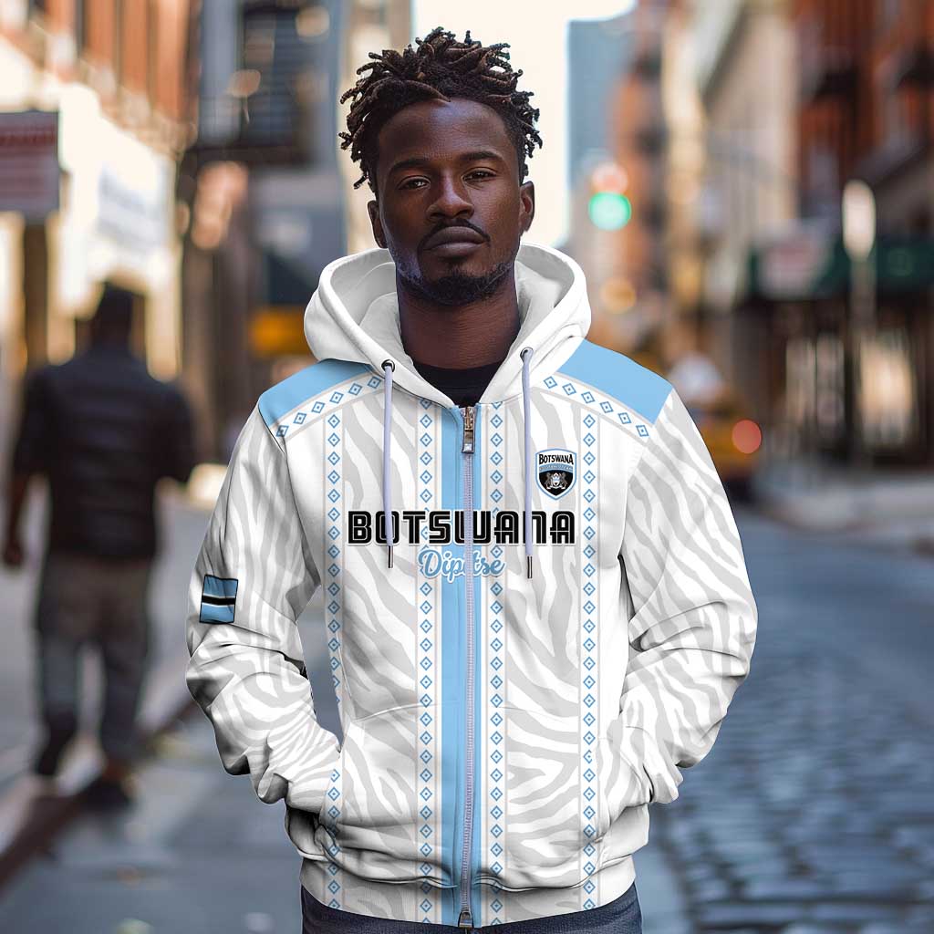 Custom Botswana Football Zip Hoodie Botswana Rising Again - Blue - Wonder Print Shop