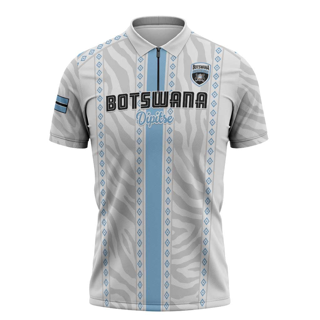 Custom Botswana Football Zipper Polo Shirt Botswana Rising Again - Blue - Wonder Print Shop