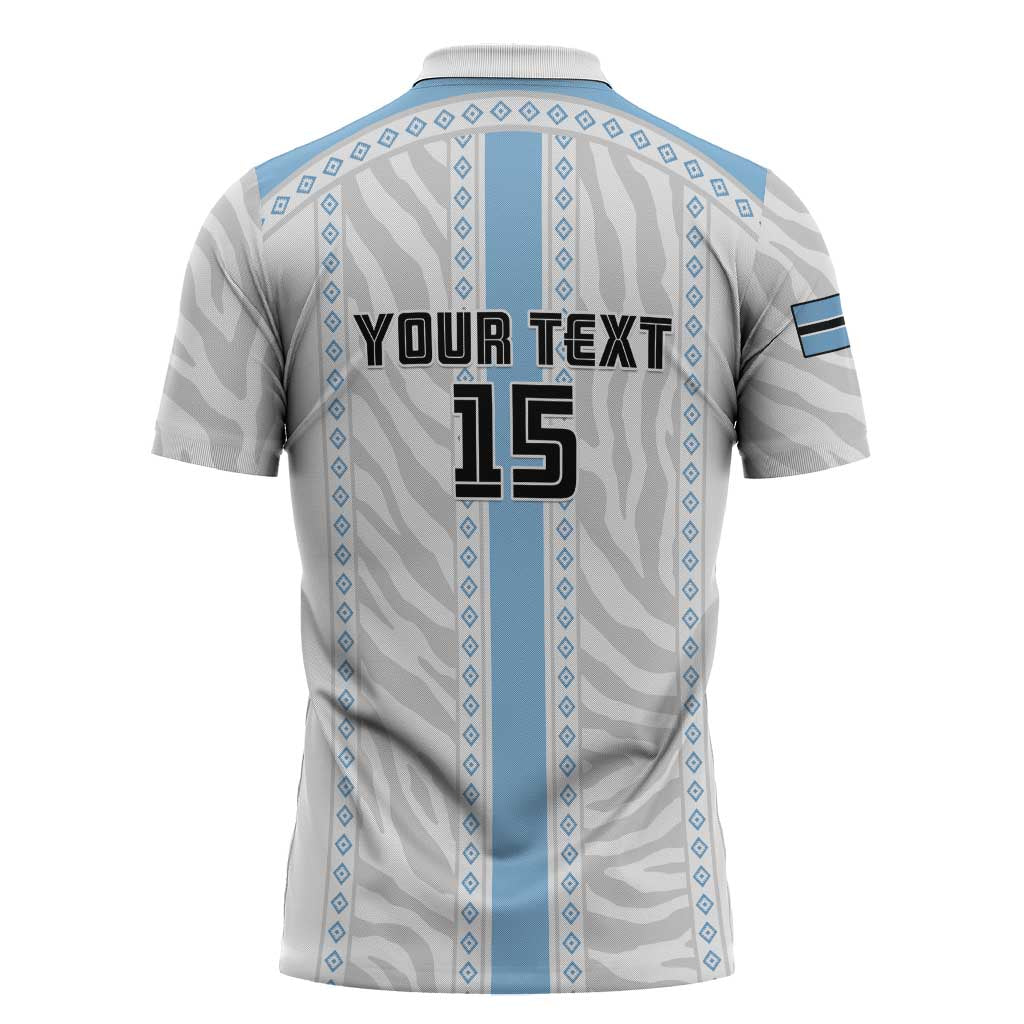 Custom Botswana Football Zipper Polo Shirt Botswana Rising Again - Blue - Wonder Print Shop