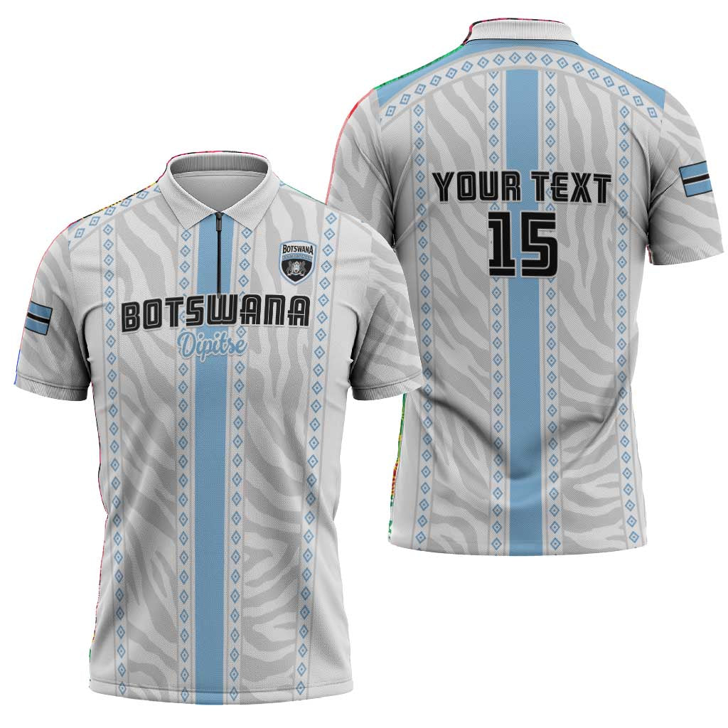 Custom Botswana Football Zipper Polo Shirt Botswana Rising Again - Blue - Wonder Print Shop