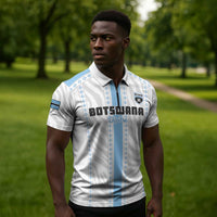 Custom Botswana Football Zipper Polo Shirt Botswana Rising Again - Blue - Wonder Print Shop