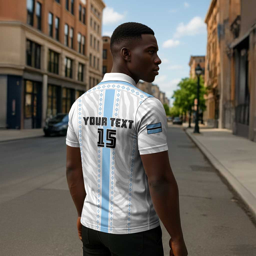 Custom Botswana Football Zipper Polo Shirt Botswana Rising Again - Blue - Wonder Print Shop