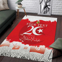 Personalised Tunisia Independence Day Area Rug 69th Anniversary - Flag Map
