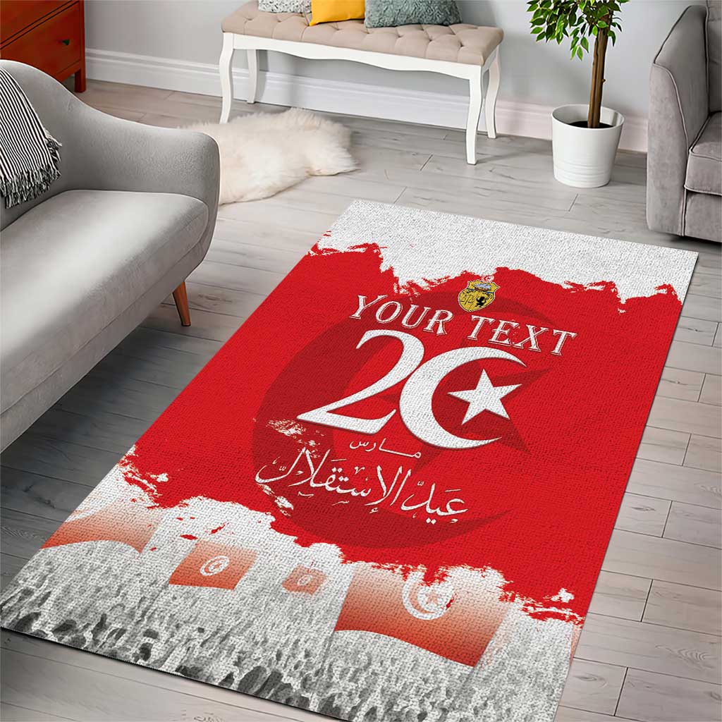 Personalised Tunisia Independence Day Area Rug 69th Anniversary - Flag Map