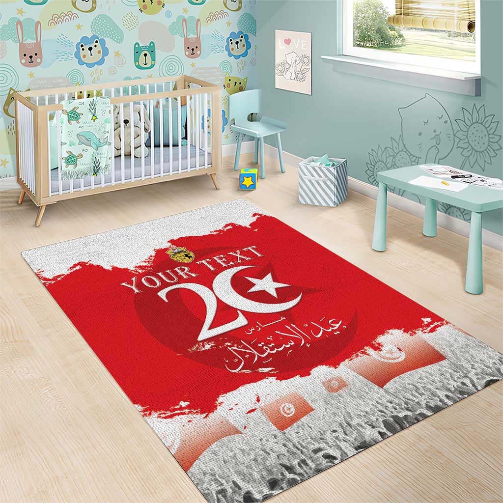 Personalised Tunisia Independence Day Area Rug 69th Anniversary - Flag Map