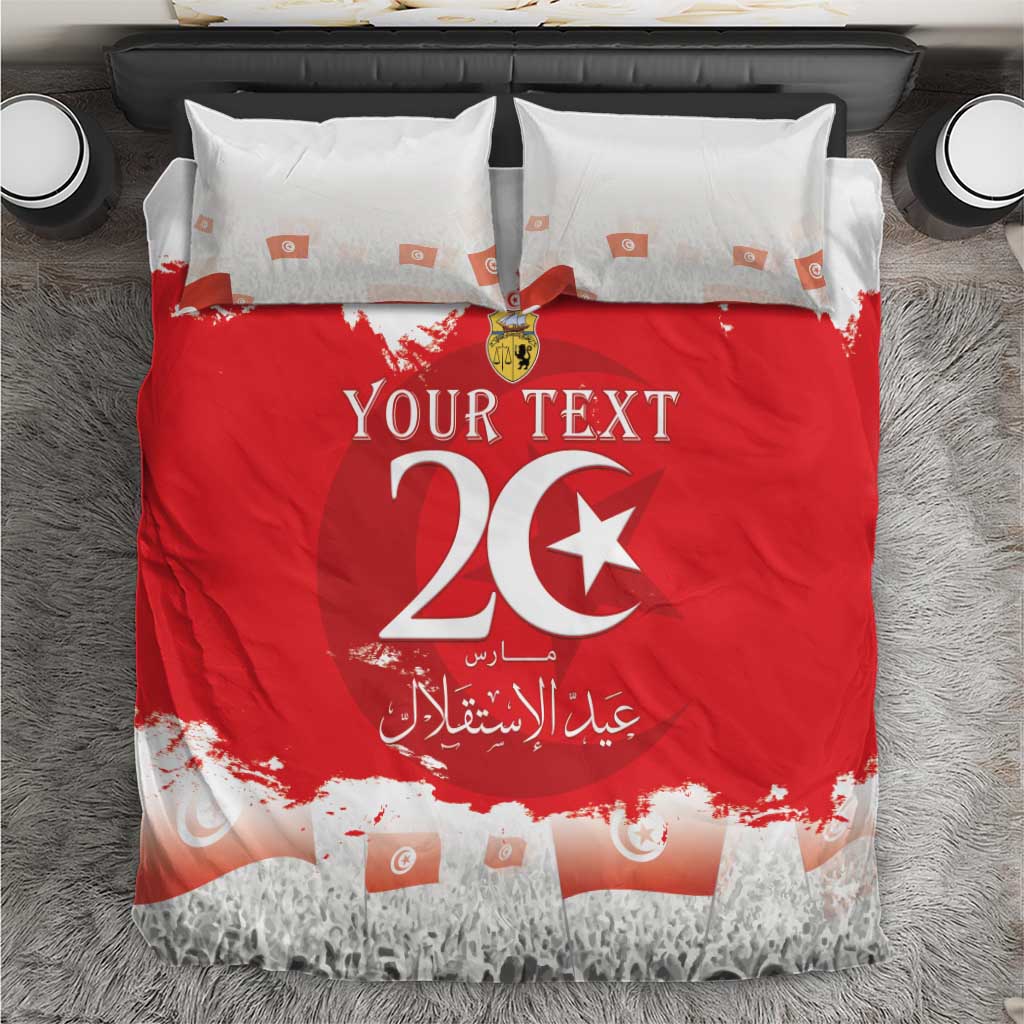 Personalised Tunisia Independence Day Bedding Set 69th Anniversary - Flag Map