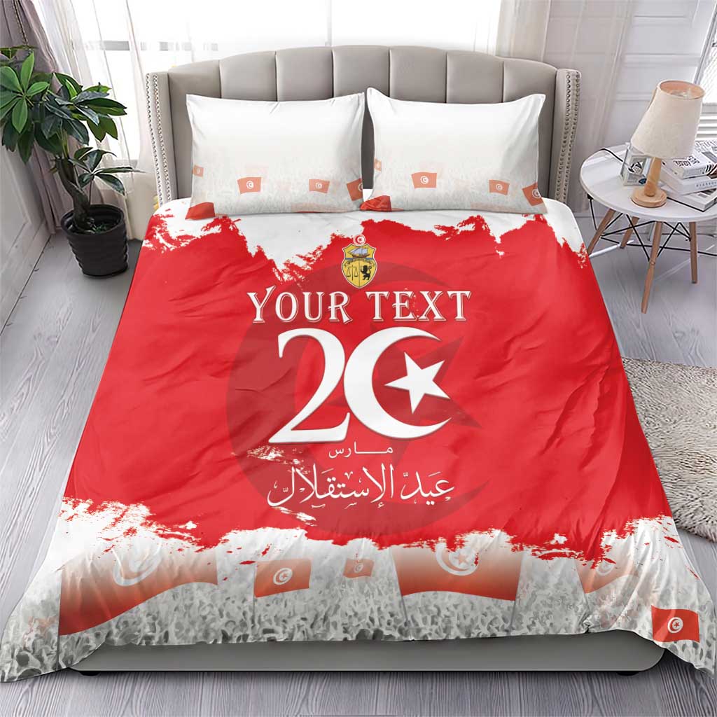Personalised Tunisia Independence Day Bedding Set 69th Anniversary - Flag Map