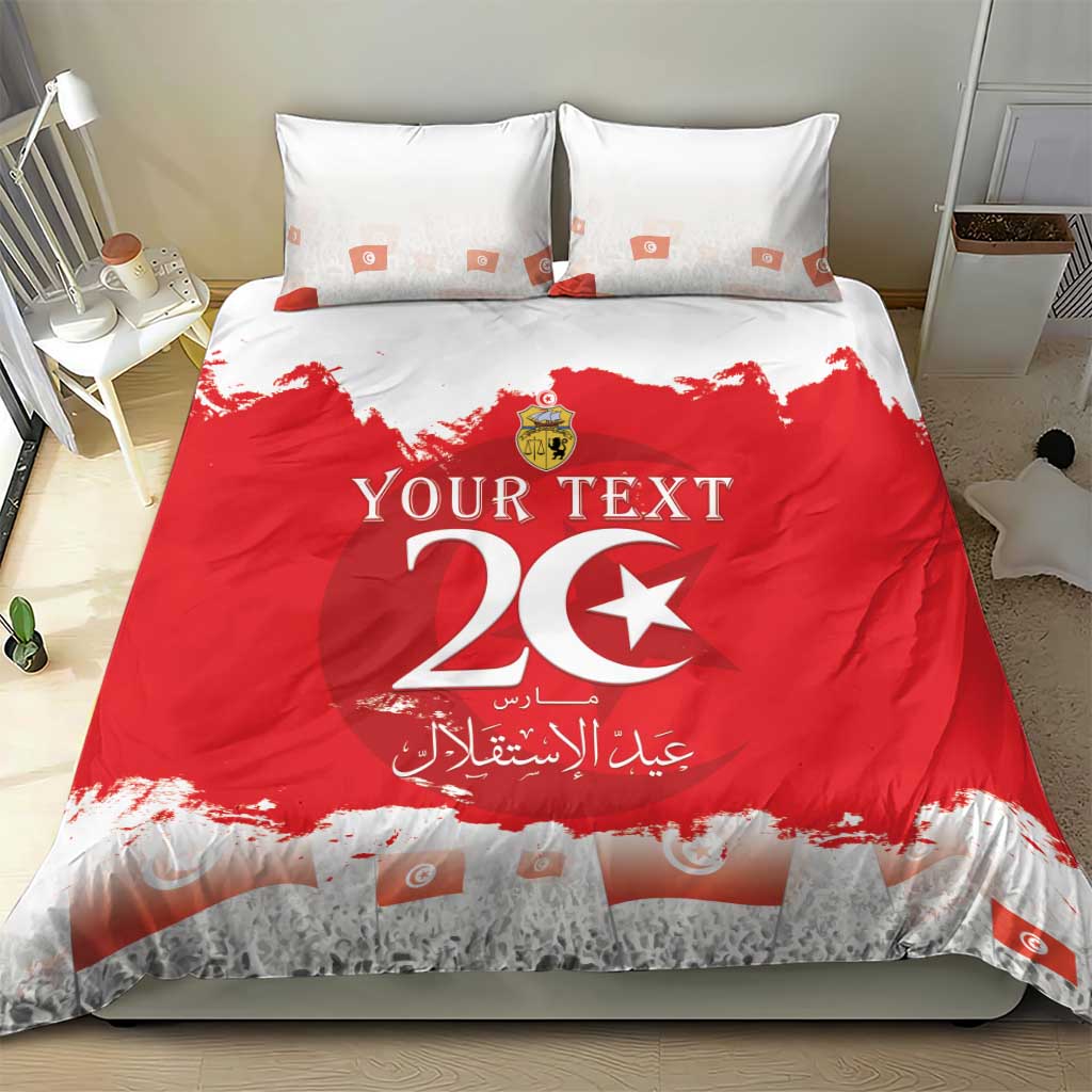 Personalised Tunisia Independence Day Bedding Set 69th Anniversary - Flag Map