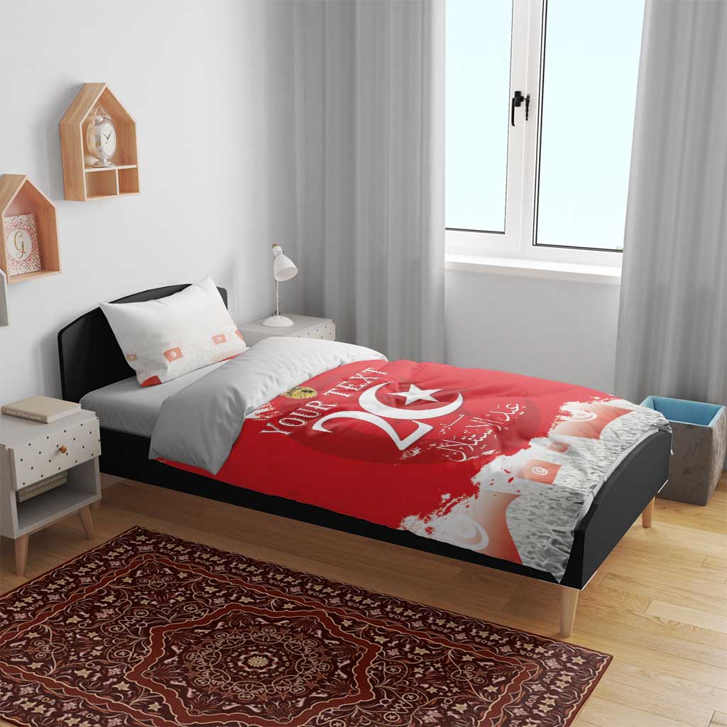 Personalised Tunisia Independence Day Bedding Set 69th Anniversary - Flag Map