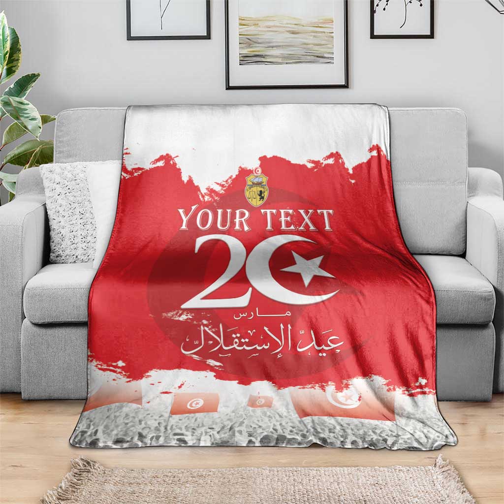 Personalised Tunisia Independence Day Blanket 69th Anniversary - Flag Map
