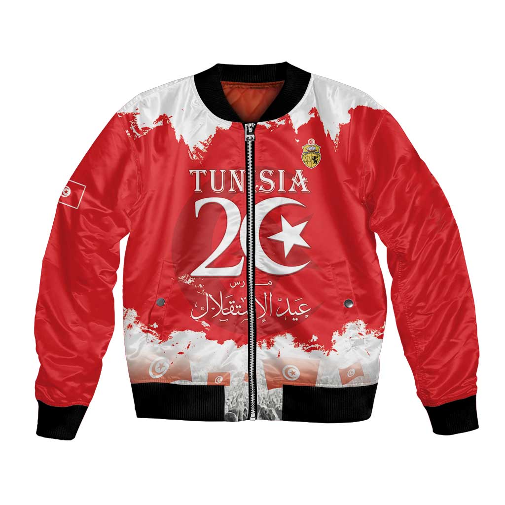 Personalised Tunisia Independence Day Bomber Jacket 69th Anniversary - Flag Map
