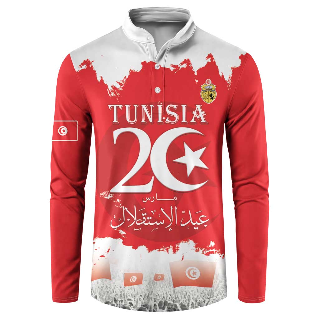 Personalised Tunisia Independence Day Button Sweatshirt 69th Anniversary - Flag Map