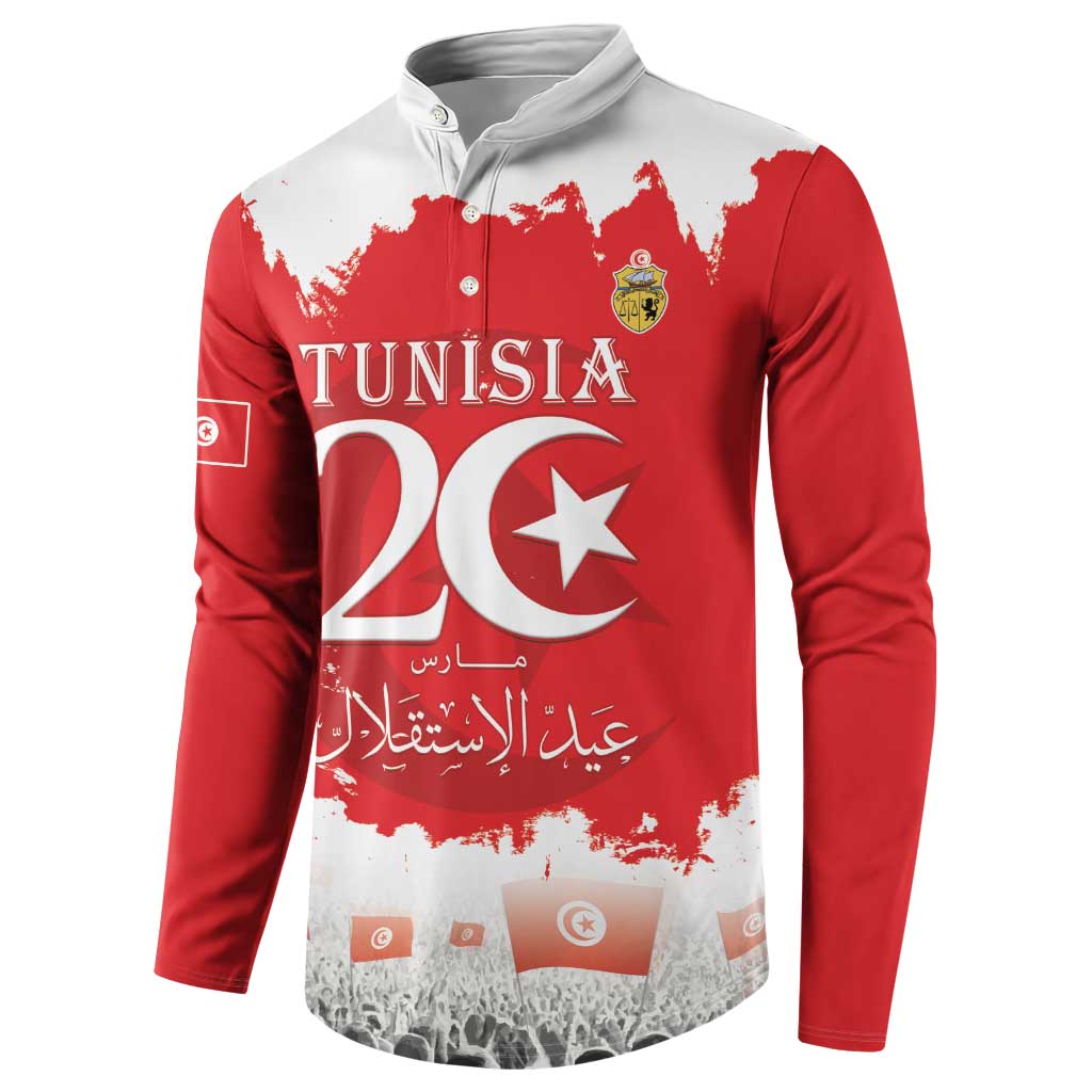 Personalised Tunisia Independence Day Button Sweatshirt 69th Anniversary - Flag Map