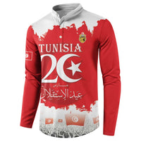 Personalised Tunisia Independence Day Button Sweatshirt 69th Anniversary - Flag Map