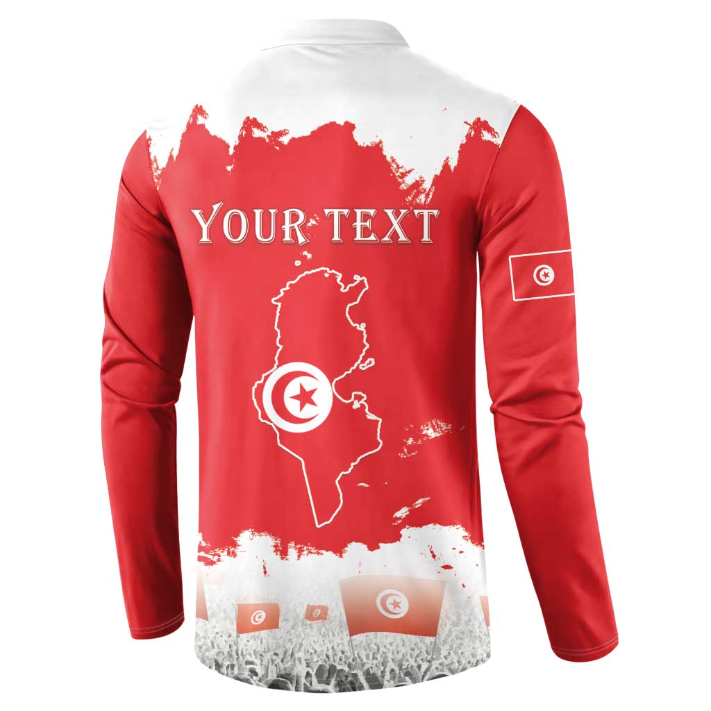 Personalised Tunisia Independence Day Button Sweatshirt 69th Anniversary - Flag Map